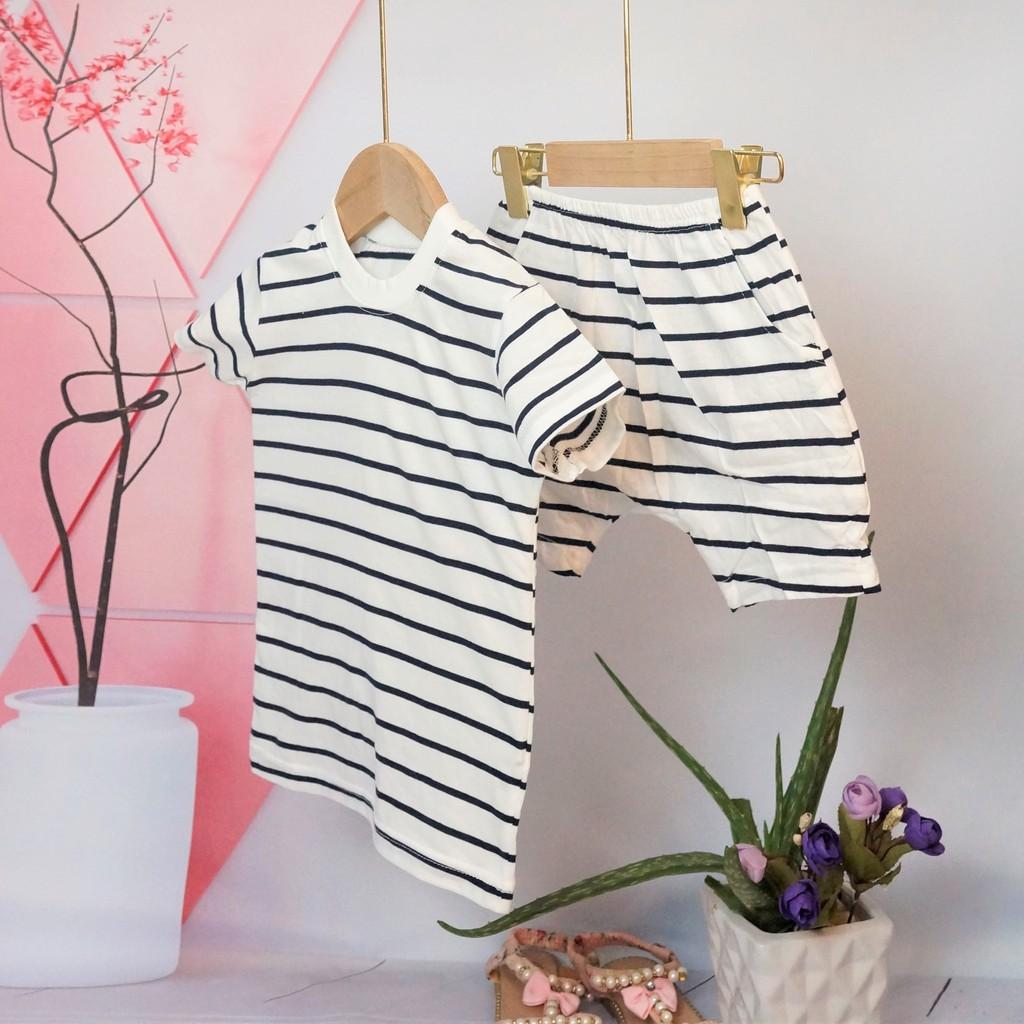 Bộ cộc tay bé trai bộ cộc tay cho bé gái  đẹp cotton mát lạnh kẻ sọc SOC1621