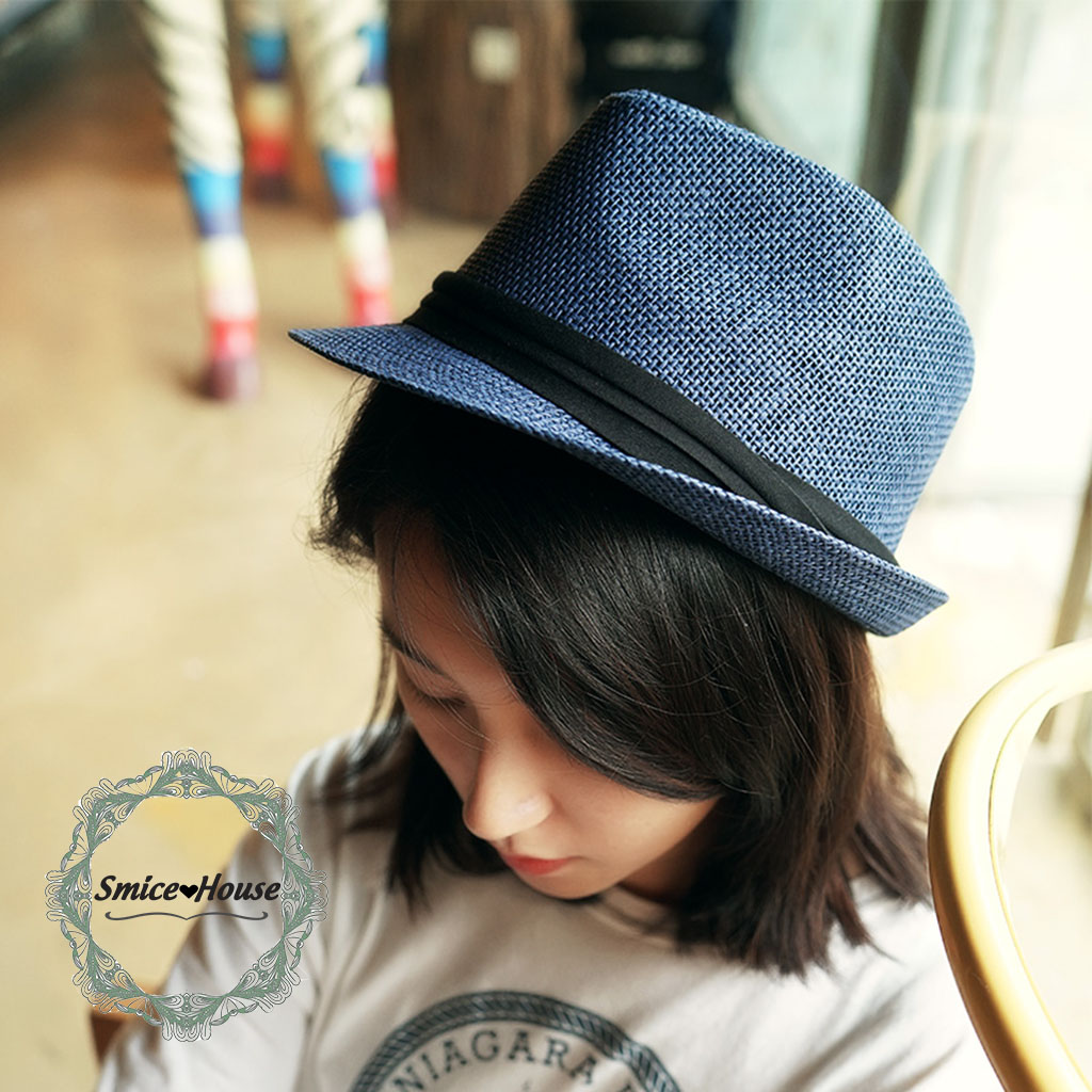 Nón phớt cói Anh vành nhỏ dành cho cả nam và nữ/ mũ cao bồi cói giấy che nắng đi biển mùa hè nhiều màu cá tính mũ jazz freesize có kèm xốp lót giảm size- Smice House