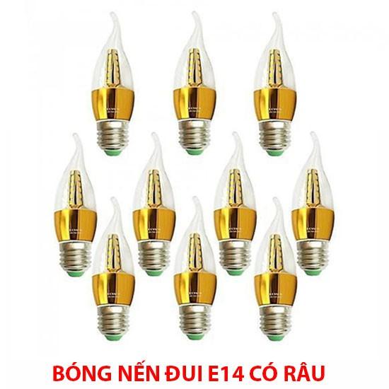 Combo 10 combo 5 đèn nến đui E14 có râu ánh sáng vàng nắng loại chuẩn