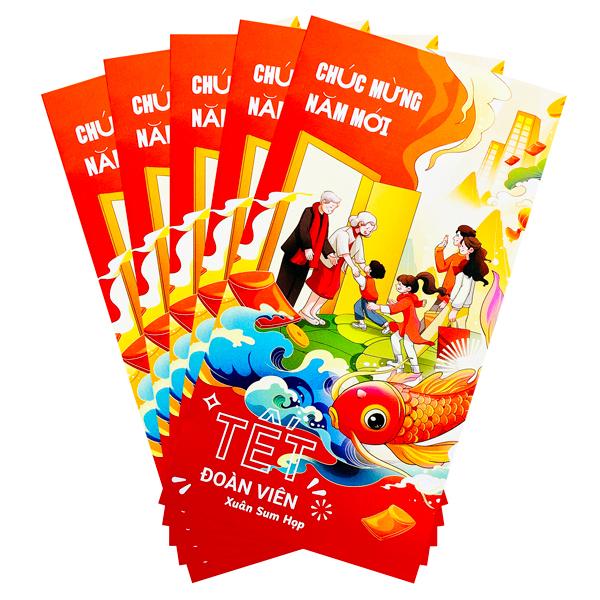 Bộ 5 Bao Lì Xì Tết Bính Ngọ 2026 - Tết Đoàn Viên - futurebook L188 - Chúc Mừng Năm Mới