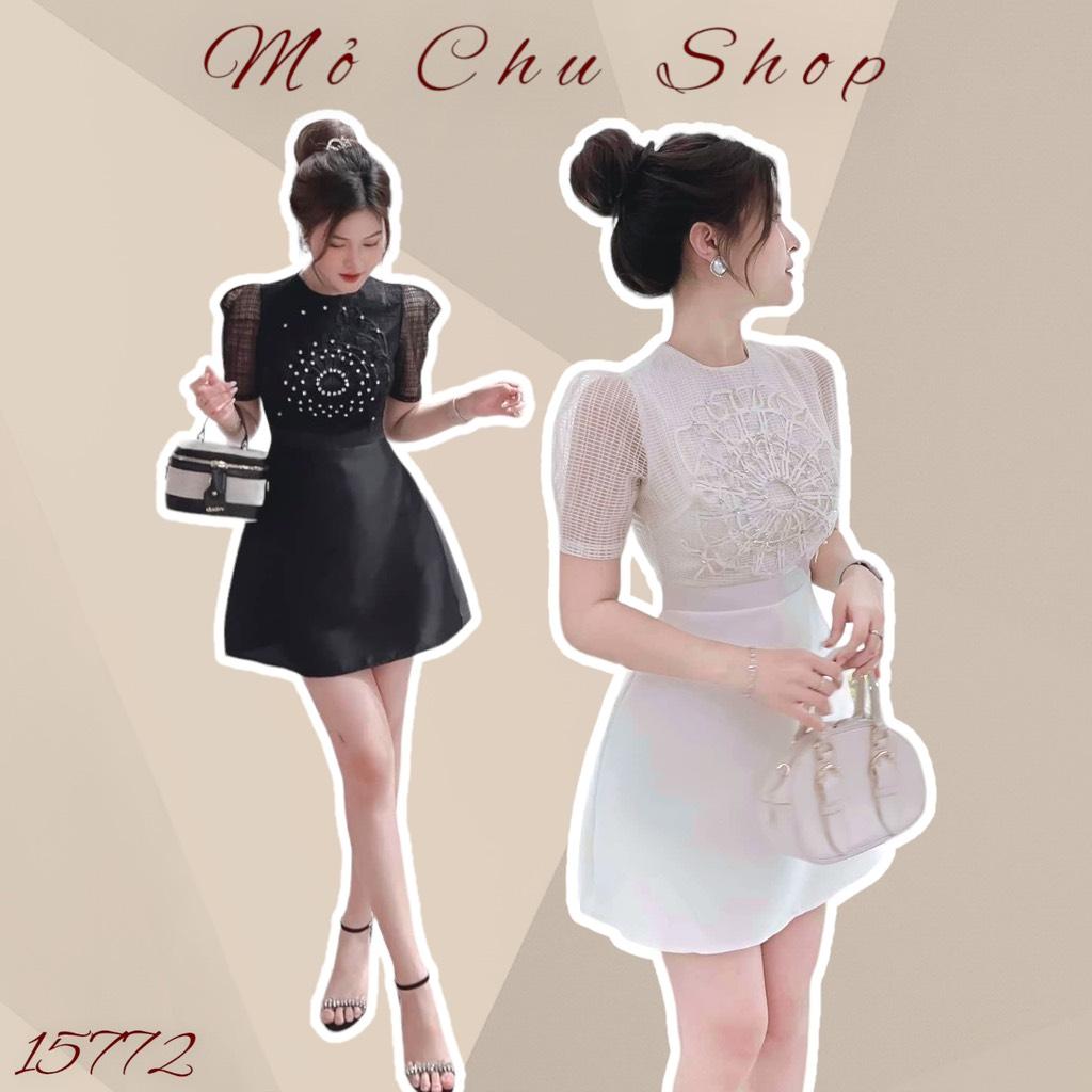 Đầm xòe phối ren lưới bigsize