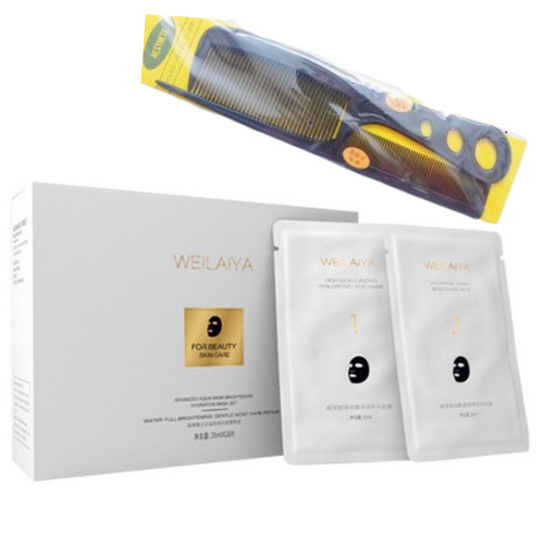 Mặt nạ hoàng gia Tencel Weilaiya Advanced Aqua-Mask Brightening Hydration Mask Set 28 miếng , Tặng kèm combo lược