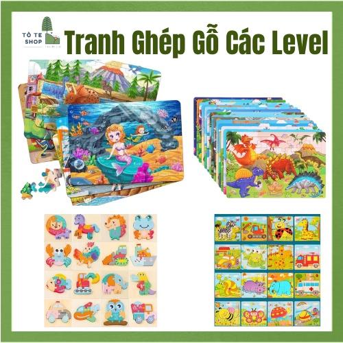 Tranh ghép hình cho bé các loại gồm tranh nổi, 9 miếng, 30 miếng, 60 miếng, 200 miếng, hình ảnh ngẫu nhiên