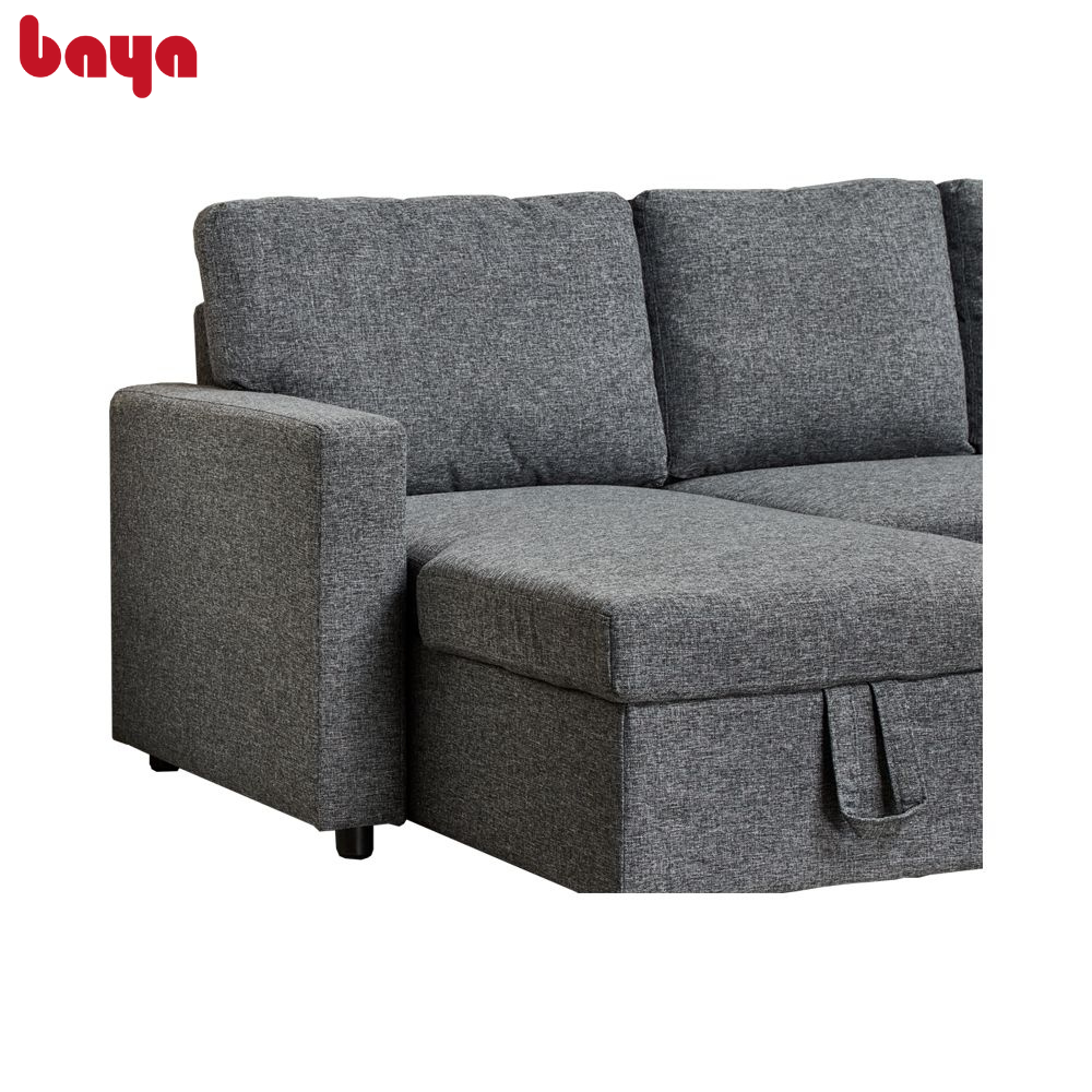 Sofa Giường Có Hộc BAYA SILVA Có Phần Khung Làm Từ Gỗ Thông/ Plywood Chắc Chắn, Bền Đẹp Vỏ Bọc Polyester Êm Ái, Thiết Kế Gọn Gàng Với Ngăn Chứa Rộng Rãi 5249