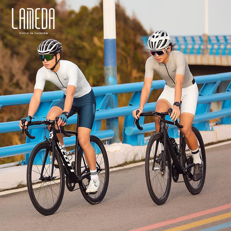 LAMEDA 2023 mới CoolMax nhanh khô yin hun phù hợp với đi xe đạp nam áo khoác ngắn tay xe đạp đường bộ quần áo Color: White Size: XXXL