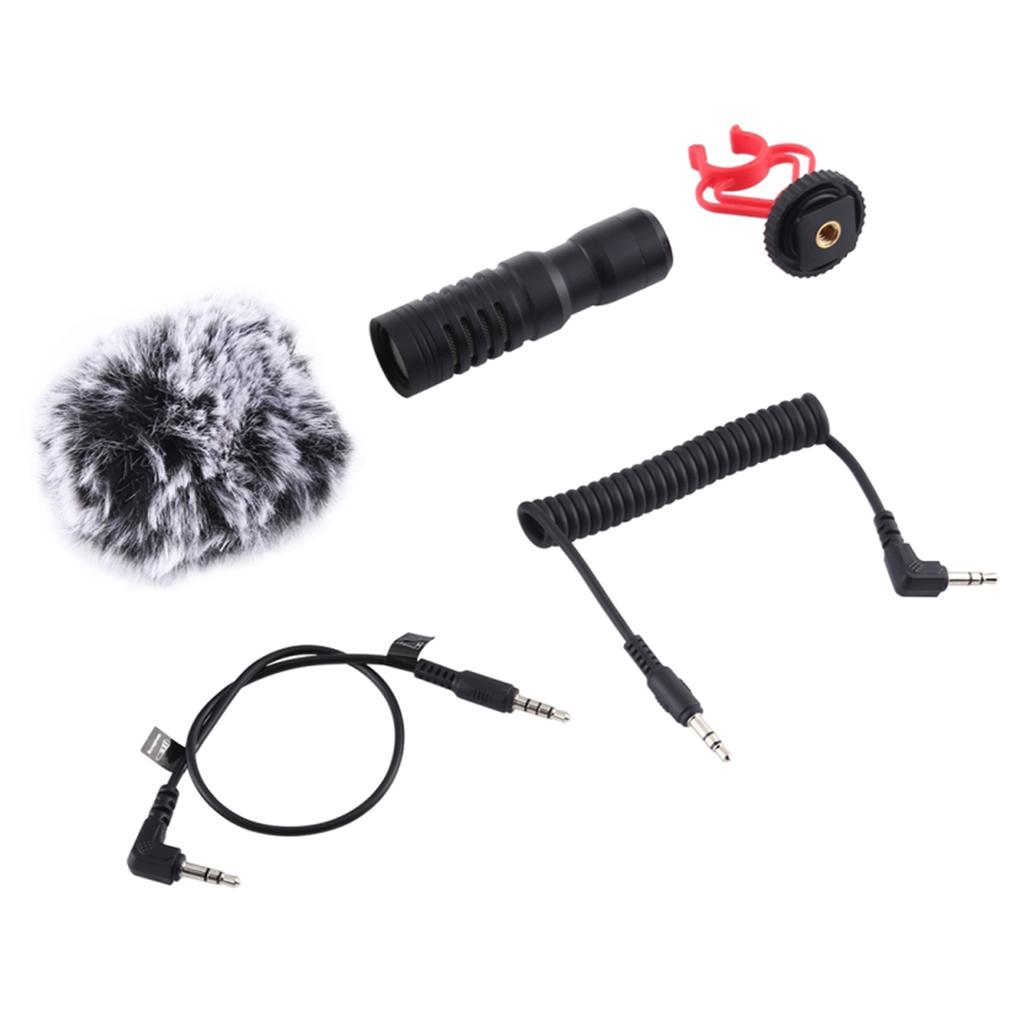 3.5mm Wireless Microphone Mic Condenser for Phone DSLR Camera with Shock Mount