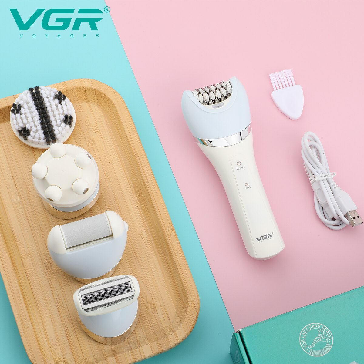Máy Cạo Lông điện VGR V-703 Đa Năng tích hợp cạo lông, làm sạch da, massage mặt - Hàng nhập khẩu