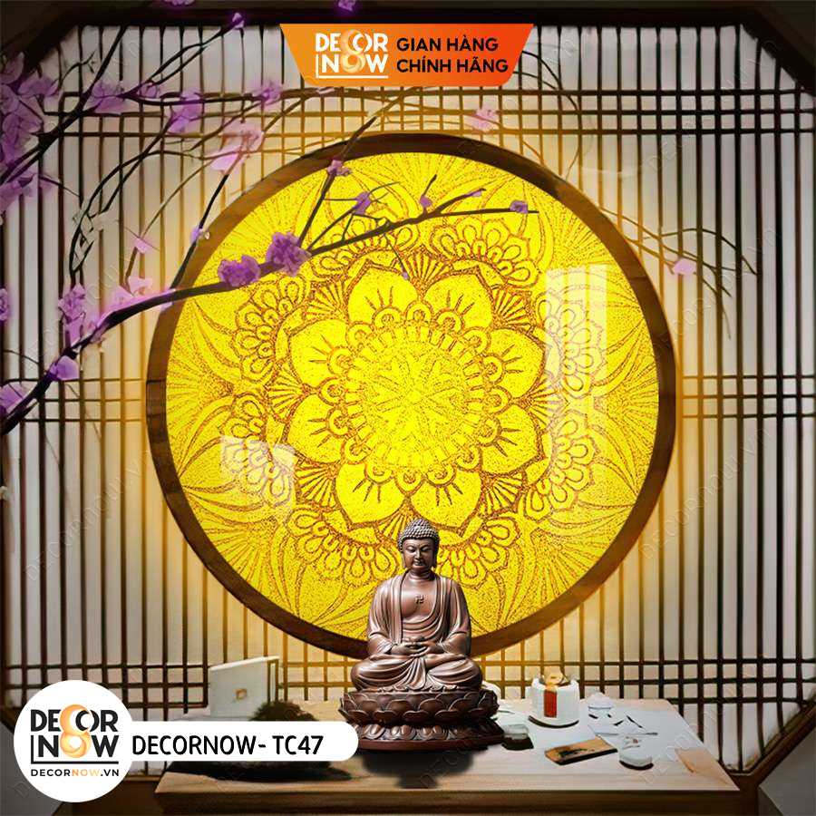 Đèn Hào Quang Phật In Tranh Trúc Chỉ DECORNOW 30,40 cm, Trang Trí Ban Thờ, Hào Quang Trúc Chỉ MANDALA DCN-TC47