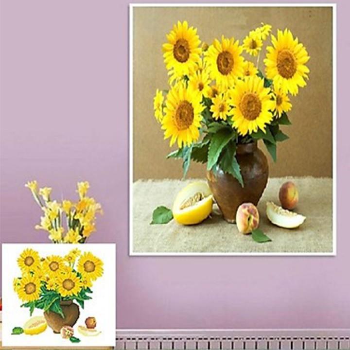 Tranh thêu hoa hướng dương LV3342 - kích thước: 49 * 43cm.