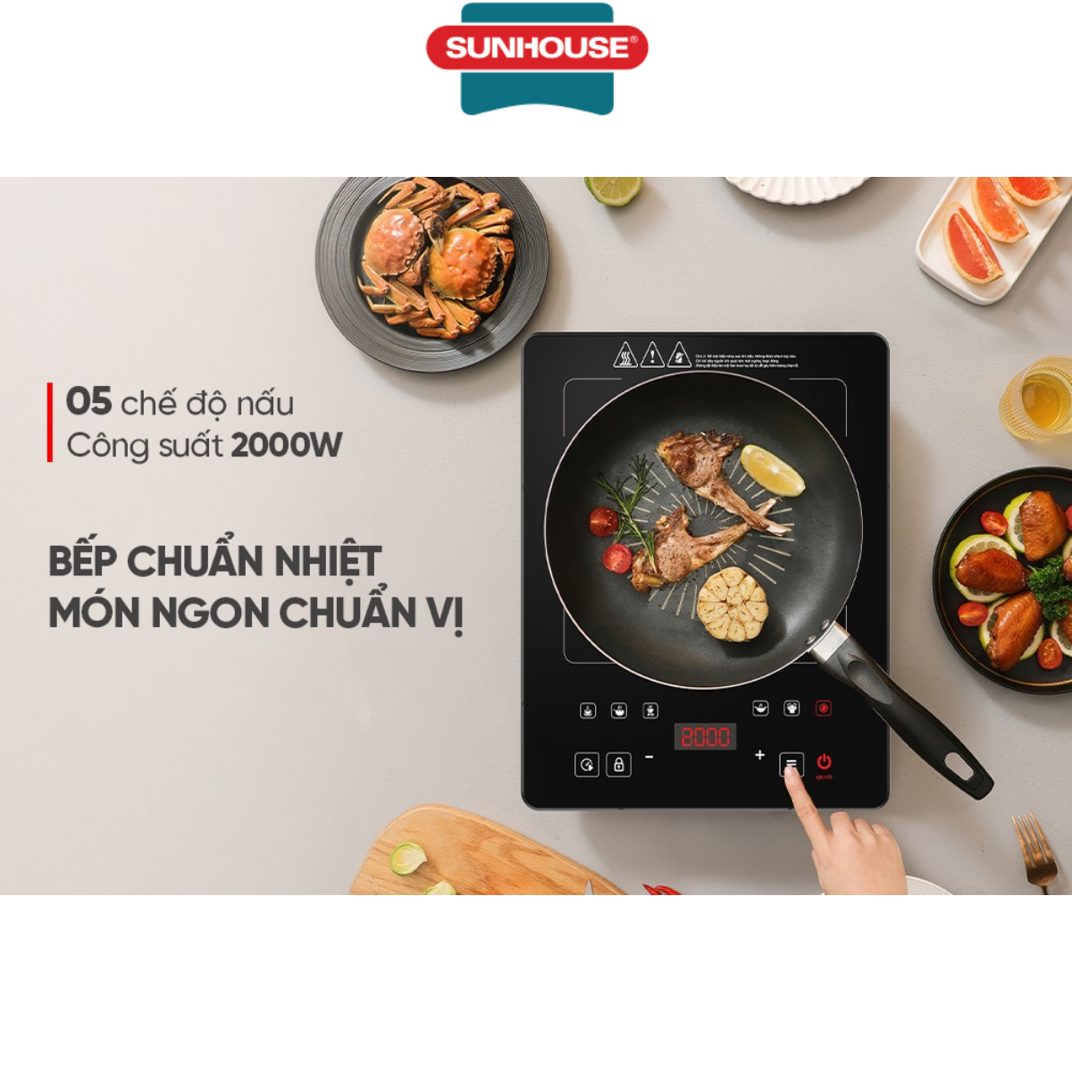 Bếp hồng ngoại cảm ứng Sunhouse SHD6006A - Hàng Chính Hãng