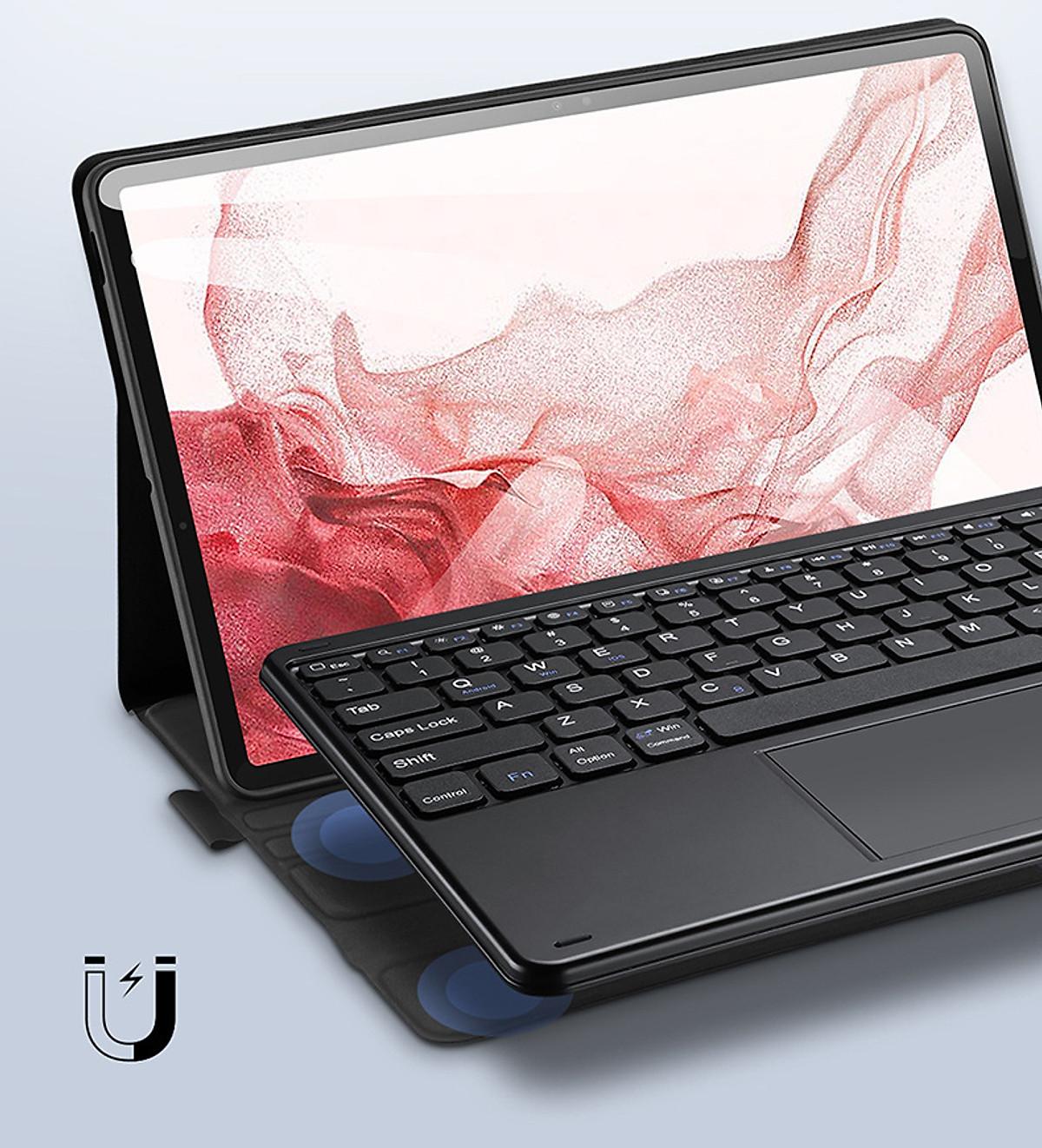 Bao da danh cho Samsung Galaxy Tab S9, Tab S9 Plus, Tab S9 FE, Tab S9 Fe Plus kèm bàn phím bluetooth có bàn di chuột TouchPad hiệu Dux Ducis - Hàng nhập khẩu