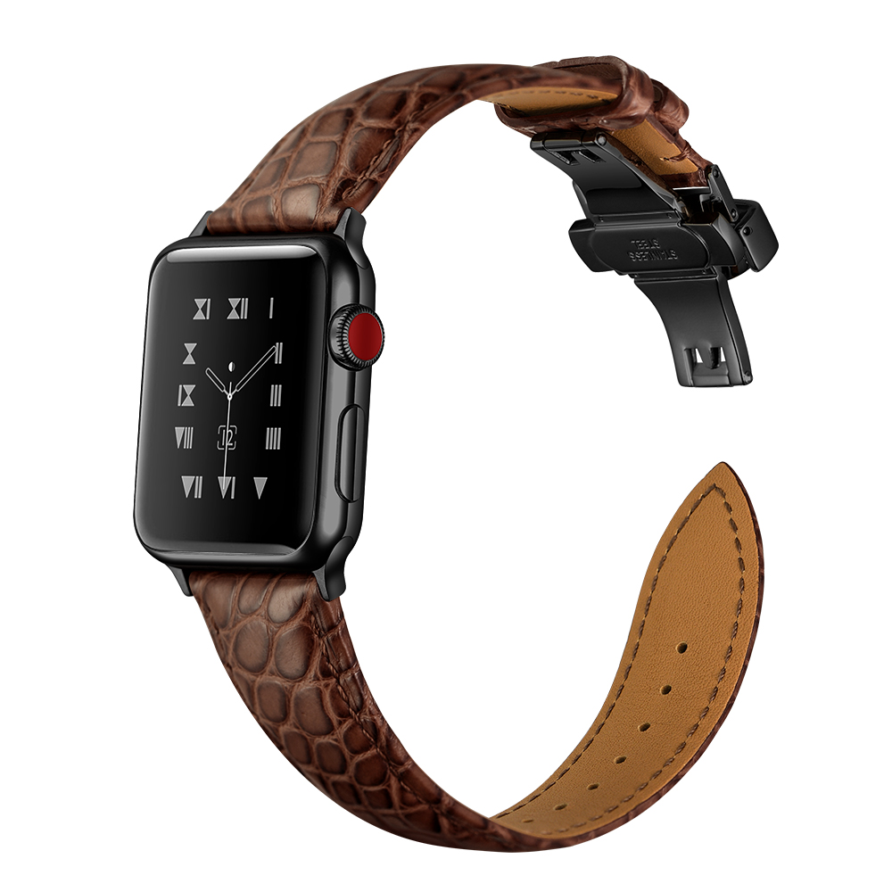 Dây Da Cá Sấu France Khóa Bướm Chống Gãy dành cho Apple Watch 42/44/45/49mm