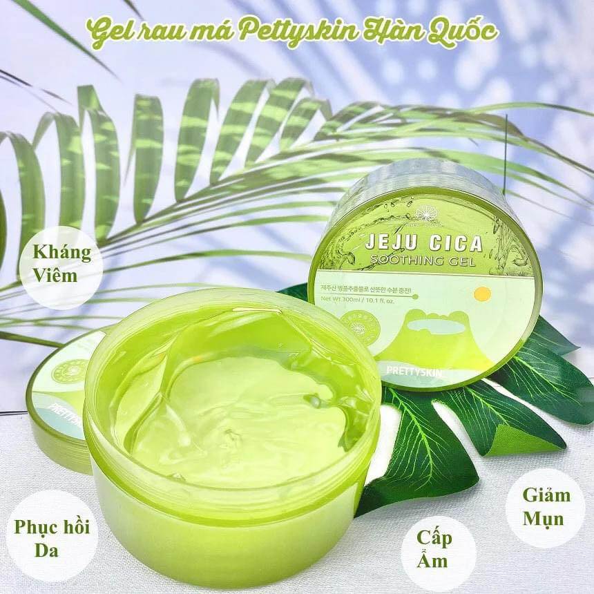 Gel dưỡng da đa năng rau má Jeju Cica Soothing Gel PrettySkin 300ml