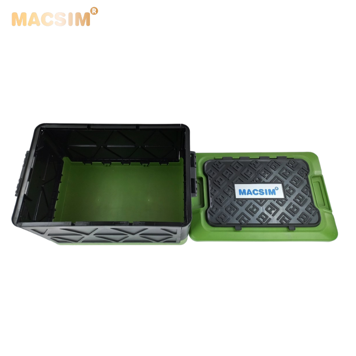 Hộp đựng đồ xếp gọn 2 ngăn 50L kích thước 50cm x 34cm x 31cm - hộp đựng đồ trong cốp ô tô nhãn hiệu Macsim chất liệu PP cao cấp màu đen pha xanh lá