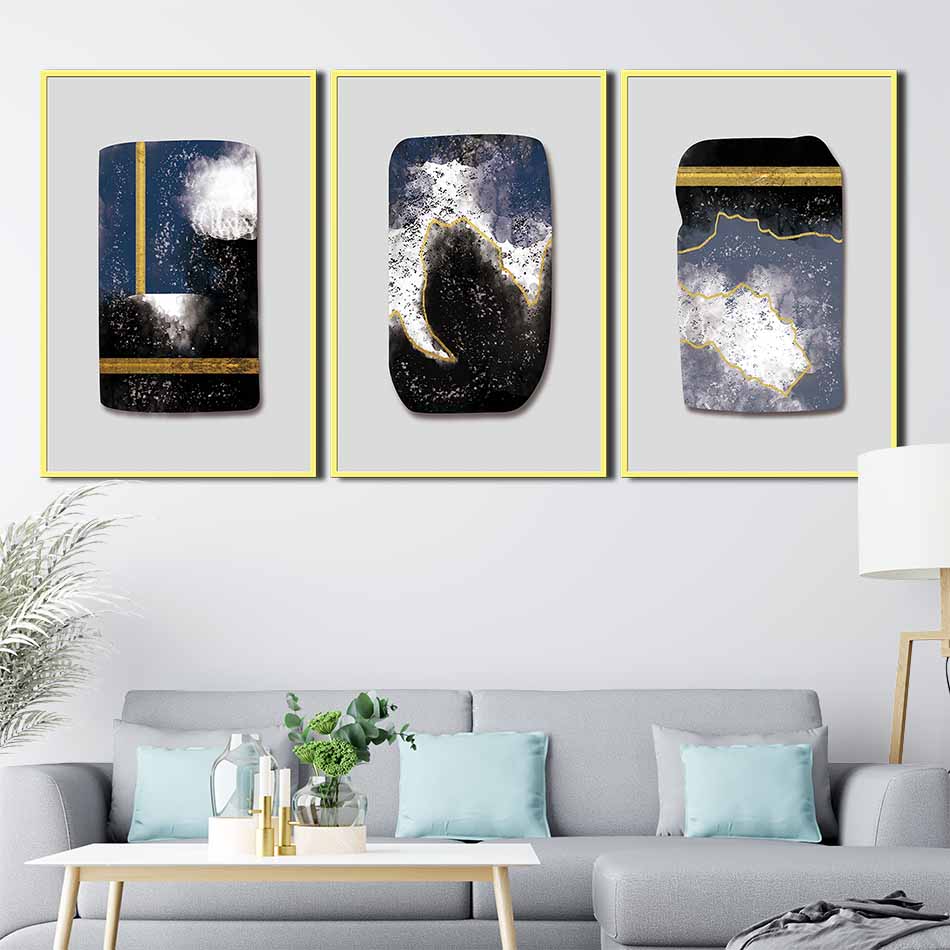 Bộ 3 tranh canvas treo tường Decor họa tiết trừu tượng - DC062