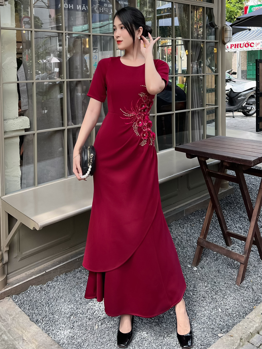 [HCM] Đầm đi tiệc đuôi cá kết hoa 3D sang trọng D102 - Khánh Linh Style - Lady Fashion