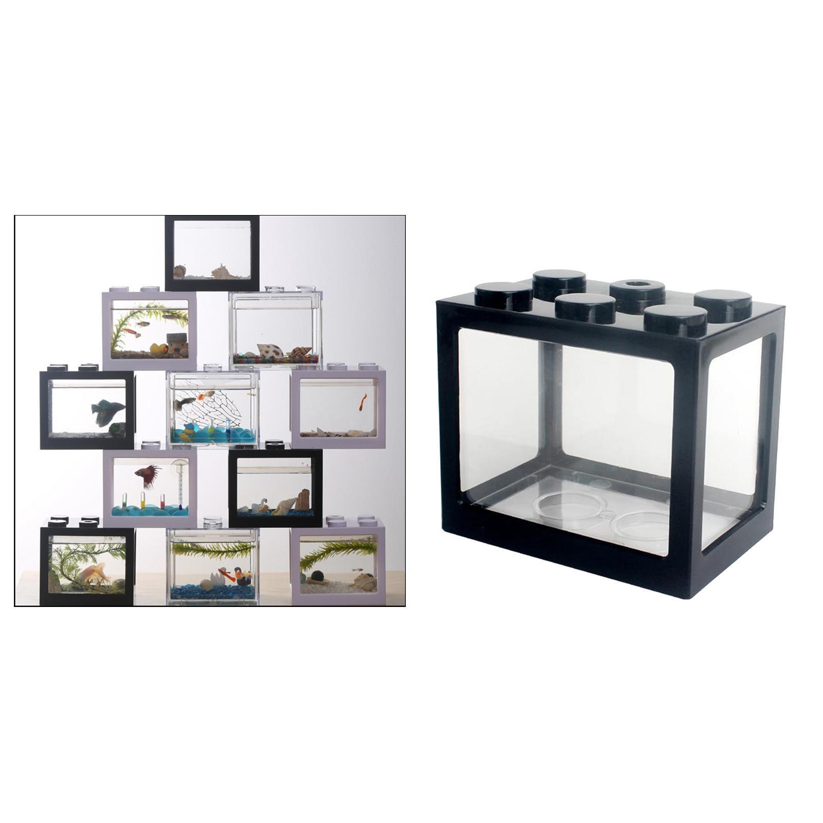 2 Pieces Aquarium Fish Tank Mini Building Blocks Spider Box Home Decor black