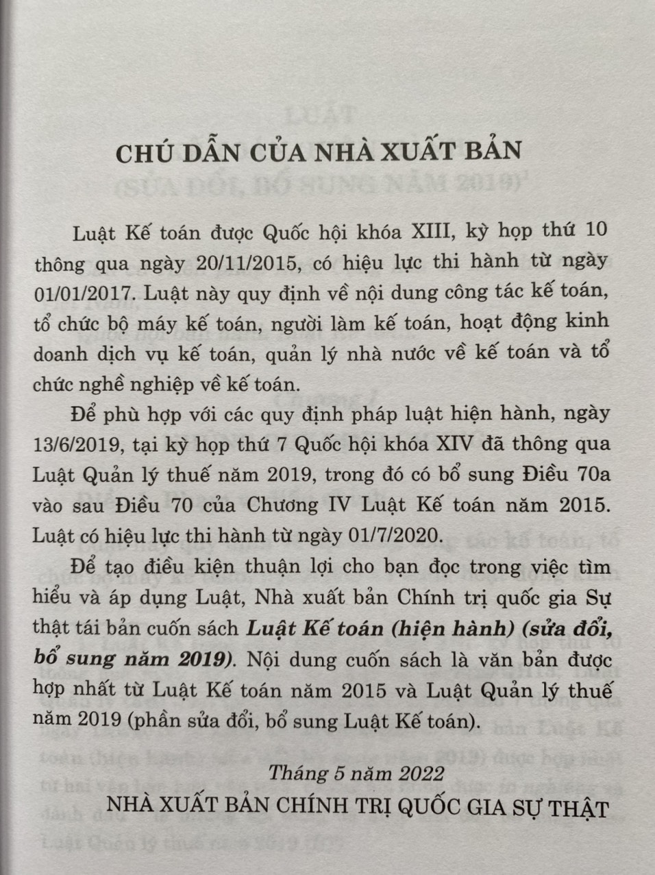 Luật Kế toán (hiện hành) (sửa đổi bổ sung năm 2019)