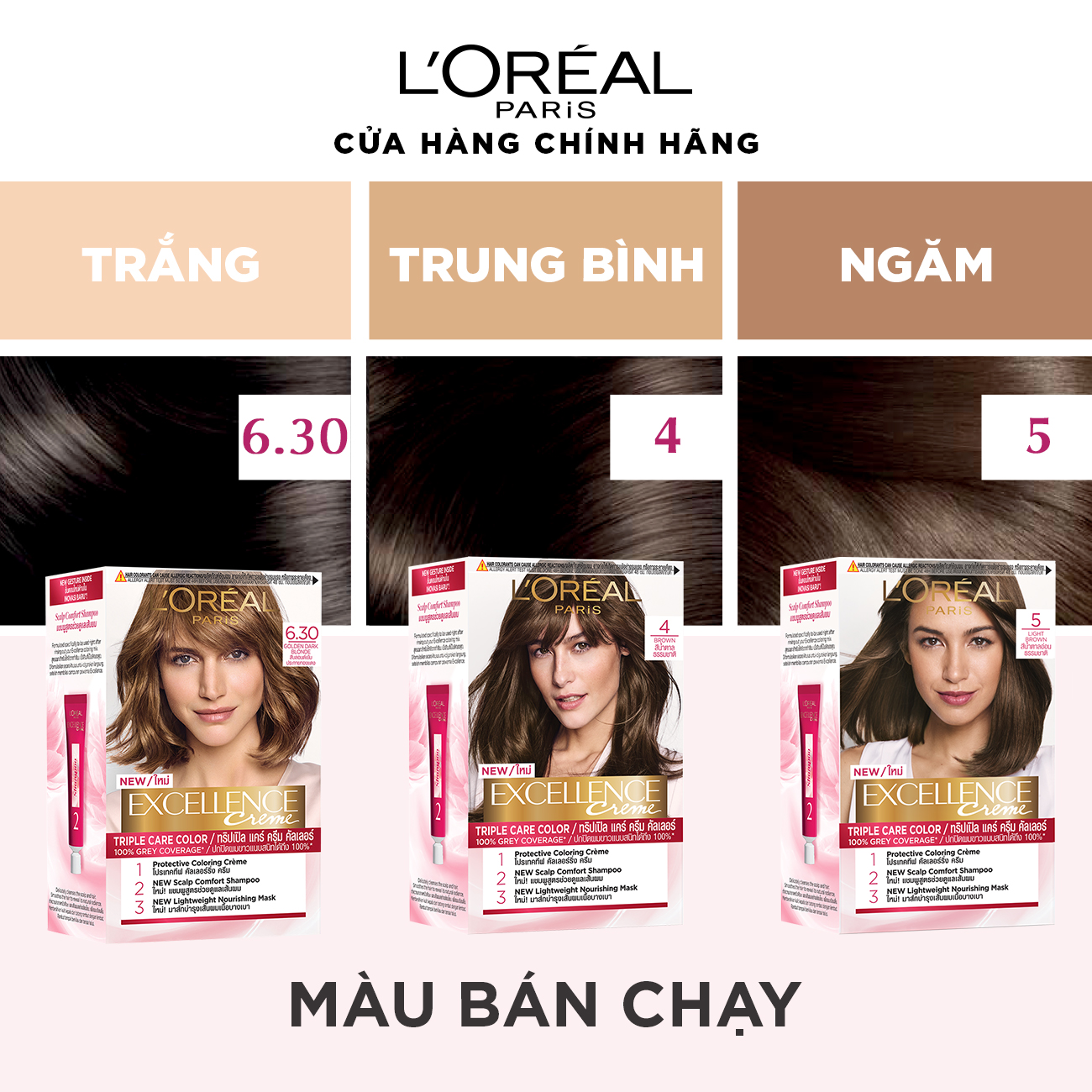 Màu nhuộm dưỡng tóc phủ bạc L'Oreal Paris Excellence Crème 172ml