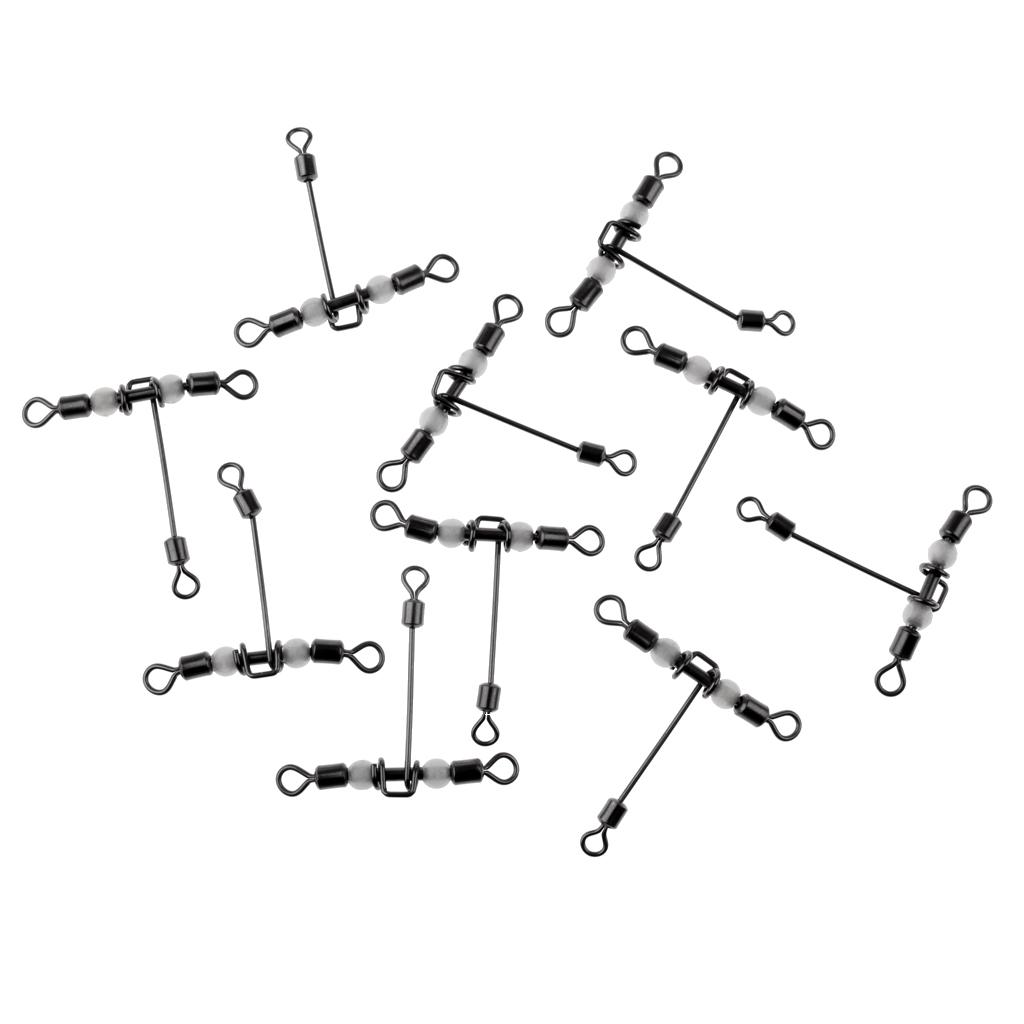 3-Way T-shape Cross-line Rolling Swivels Connector with Luminous Beads 1/0