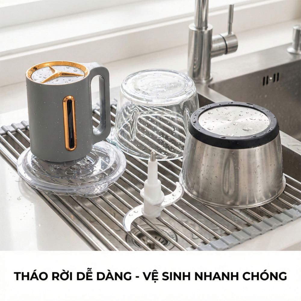 Máy Xay Thực Phẩm Đa Năng Mishio MK444 (2.0L) - Cối Thủy Tinh tặng cối Inox 304 Phân Loại Thực Phẩm Sống Chín - hàng chính hãng