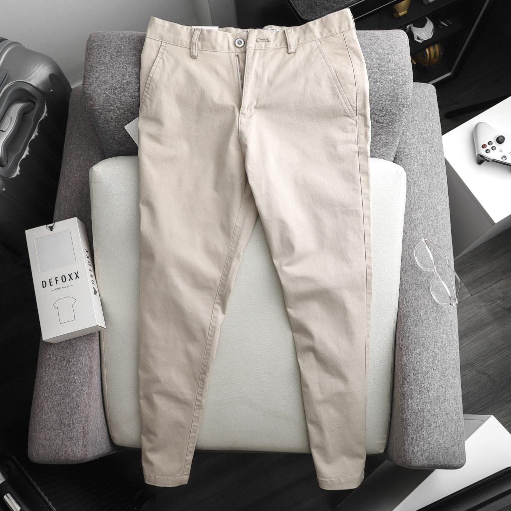 Quần kaki nam DF basic màu KEM NHẠT form slimfit vải mềm đẹp thoải mái | LASTORE MENSWEAR