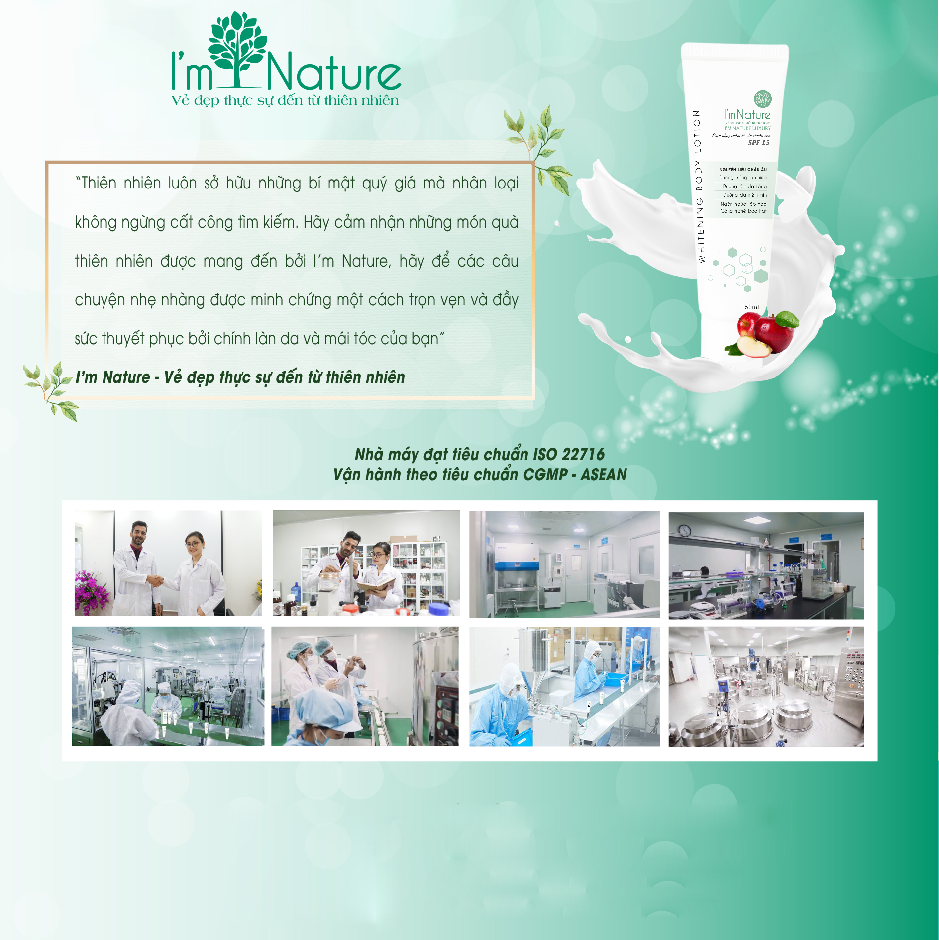 Kem dưỡng trắng da Whitening Body Lotion I'M NATURE 150ml