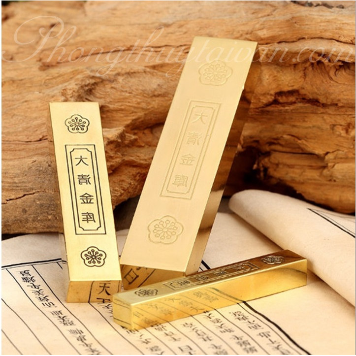 Thỏi vàng cây ĐỒNG 5.8cm*1cm*0.8cm chiêu lộc thờ cúng
