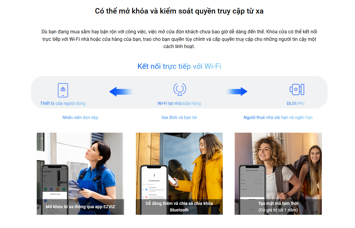 Khóa cửa vân tay thông minh EZVIZ DL06 Báo chống trộm, 5 lớp bảo mật - Hàng chính hãng
