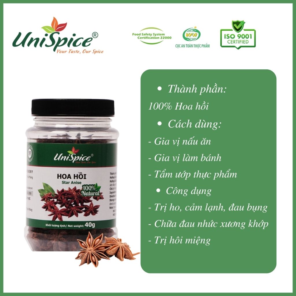 Hoa hồi UniSpice - Hoa hồi sấy khô/ Tiểu hồi/ Gia vị nấu phở thơm ngon