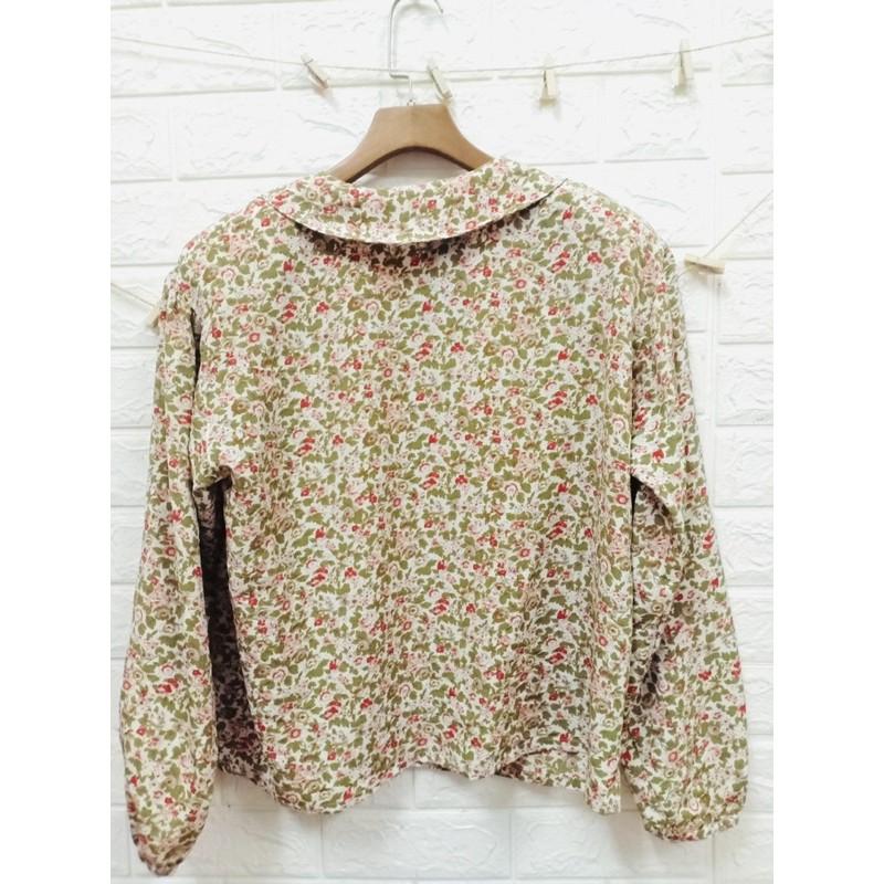Áo sơ mi nhật vintage, hoạ tiết nhí hoa hồng
