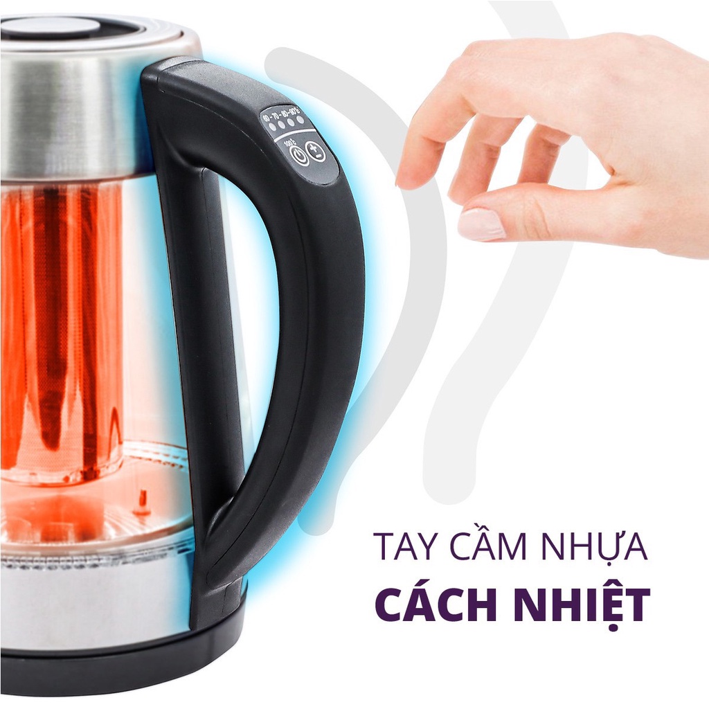 Ấm Đun Siêu Tốc Khử Clo GUME Thủy Tinh 1.7L - Hàng Nhập Khẩu Hàn Quốc