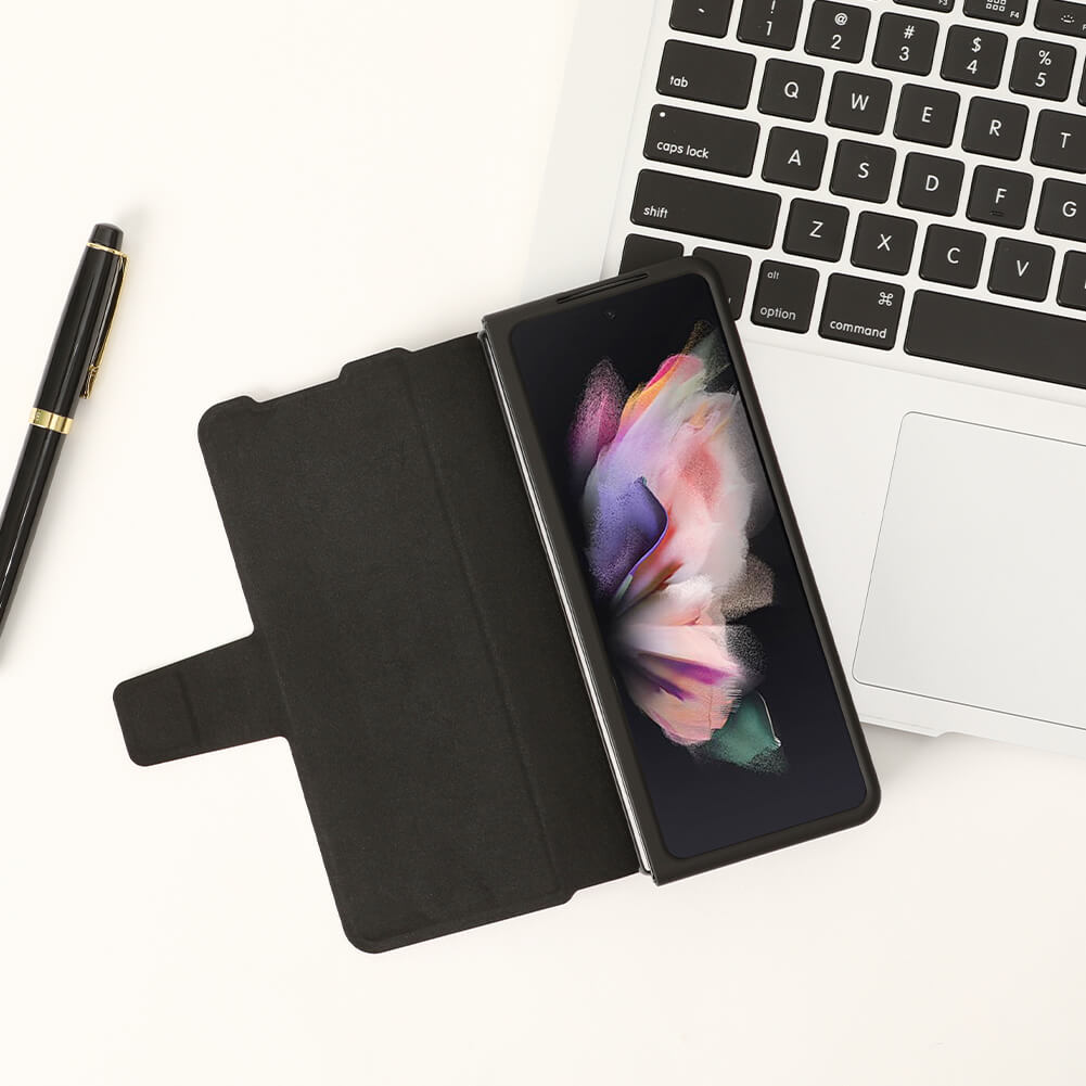Case bao da chống sốc cho Samsung Galaxy Z Fold 4 trang bị ngăn đựng S-Pen hiệu Nillkin Aoge Leather Cover Case - hàng nhập khẩu