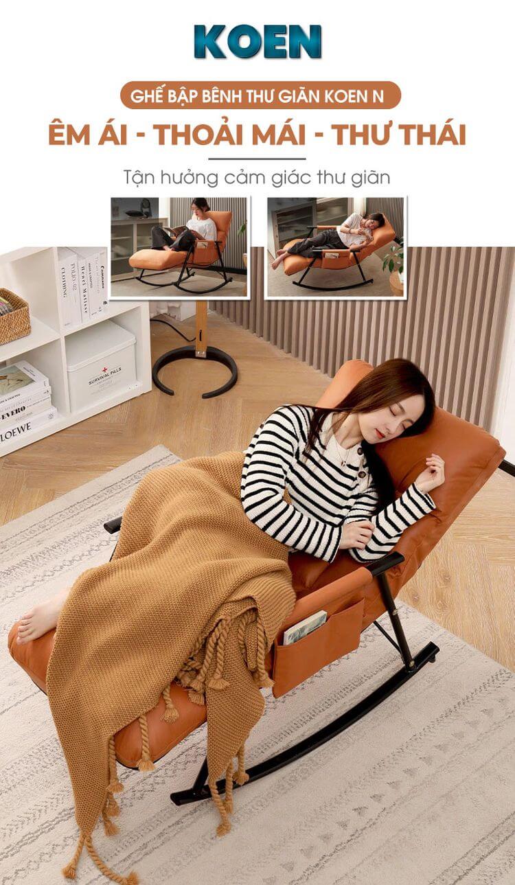 Ghế Bập Bênh Thư Giãn Koen- Ghế Bập Bênh Cho Bé ,Ghế Tựa Lưng Cho Người Lớn