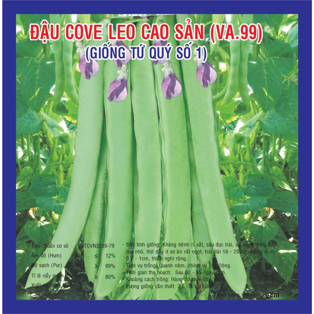 50Gr_ Hạt Giống Đậu Cove Quả Dẹt (cao sản/ hạt nâu)