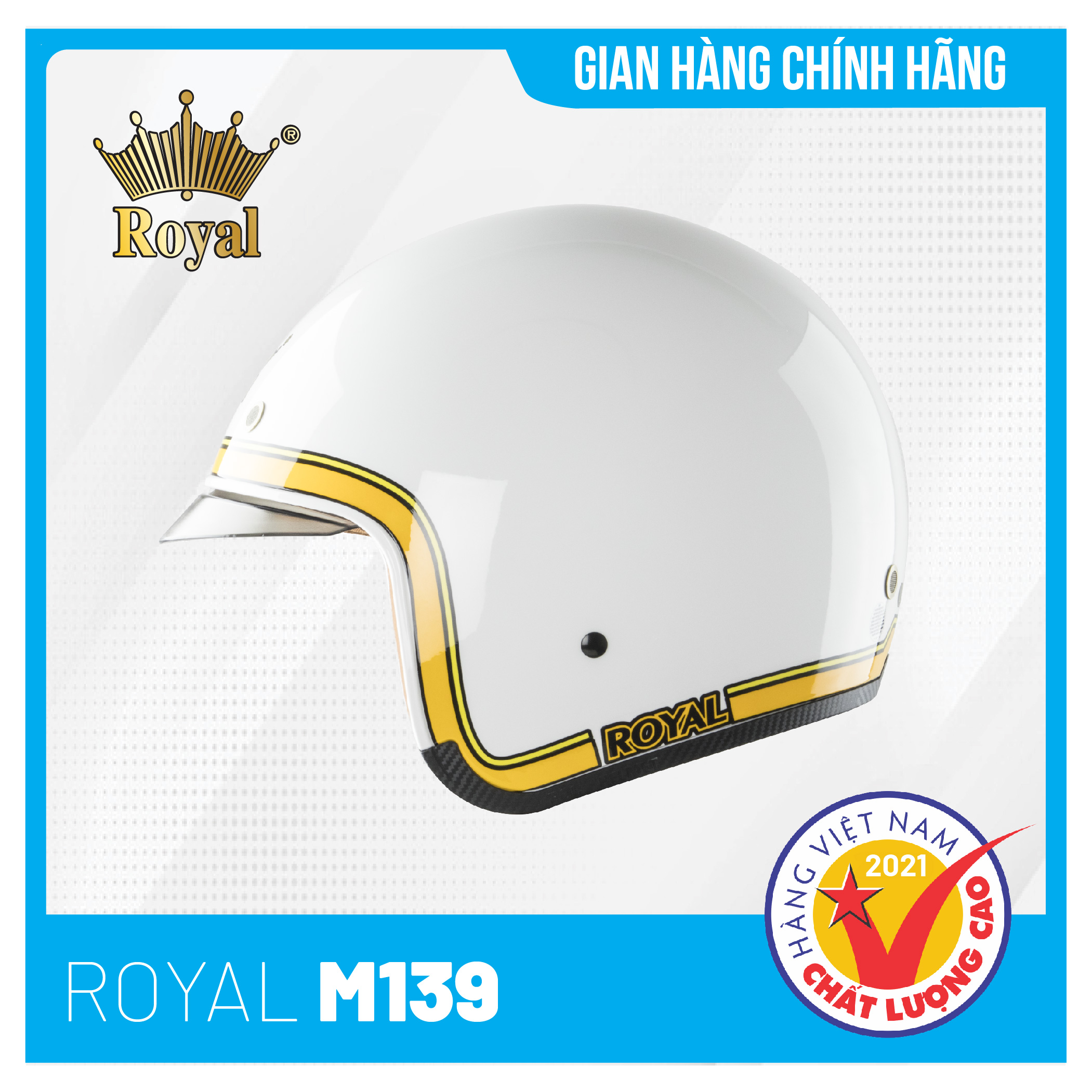 Nón bảo hiểm 3/4 Royal M139 Tem Kính Âm Thời Trang, An Toàn và Tiện dụng