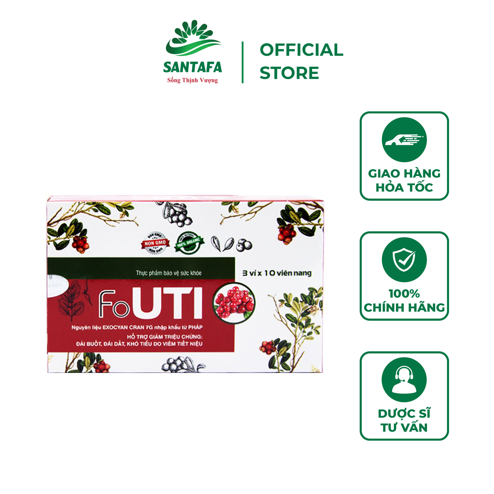 Viên Uống Giảm viêm đường tiết niệu, tiểu buốt, tiểu dắt FoUTI Hộp 30 Viên