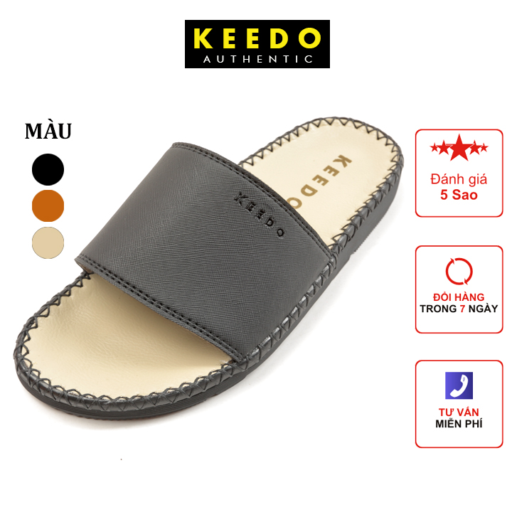 Dép nam đế may sẵn quai ngang cao cấp KEEDO KD0606