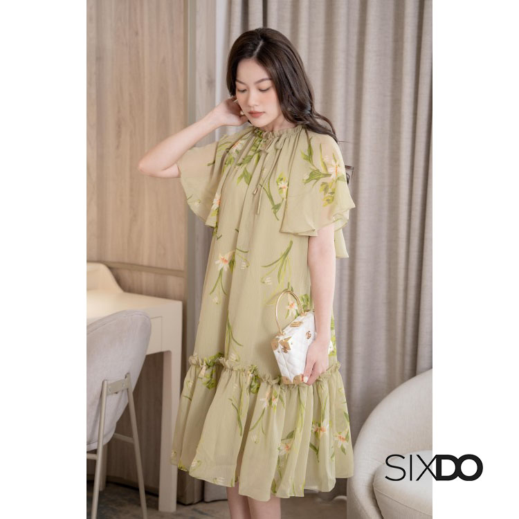 Đầm voan hoa dáng suông thanh lịch SIXDO