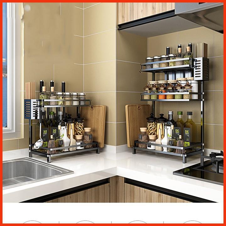 Kệ để gia vị 2 tầng khung thép không rỉ