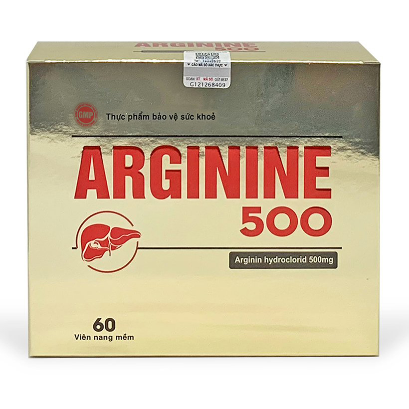 Thực phẩm bảo vệ sức khoẻ Arginine 500 giúp bổ gan, giải độc gan, bảo vệ tế bào gan - Hộp 60 viên