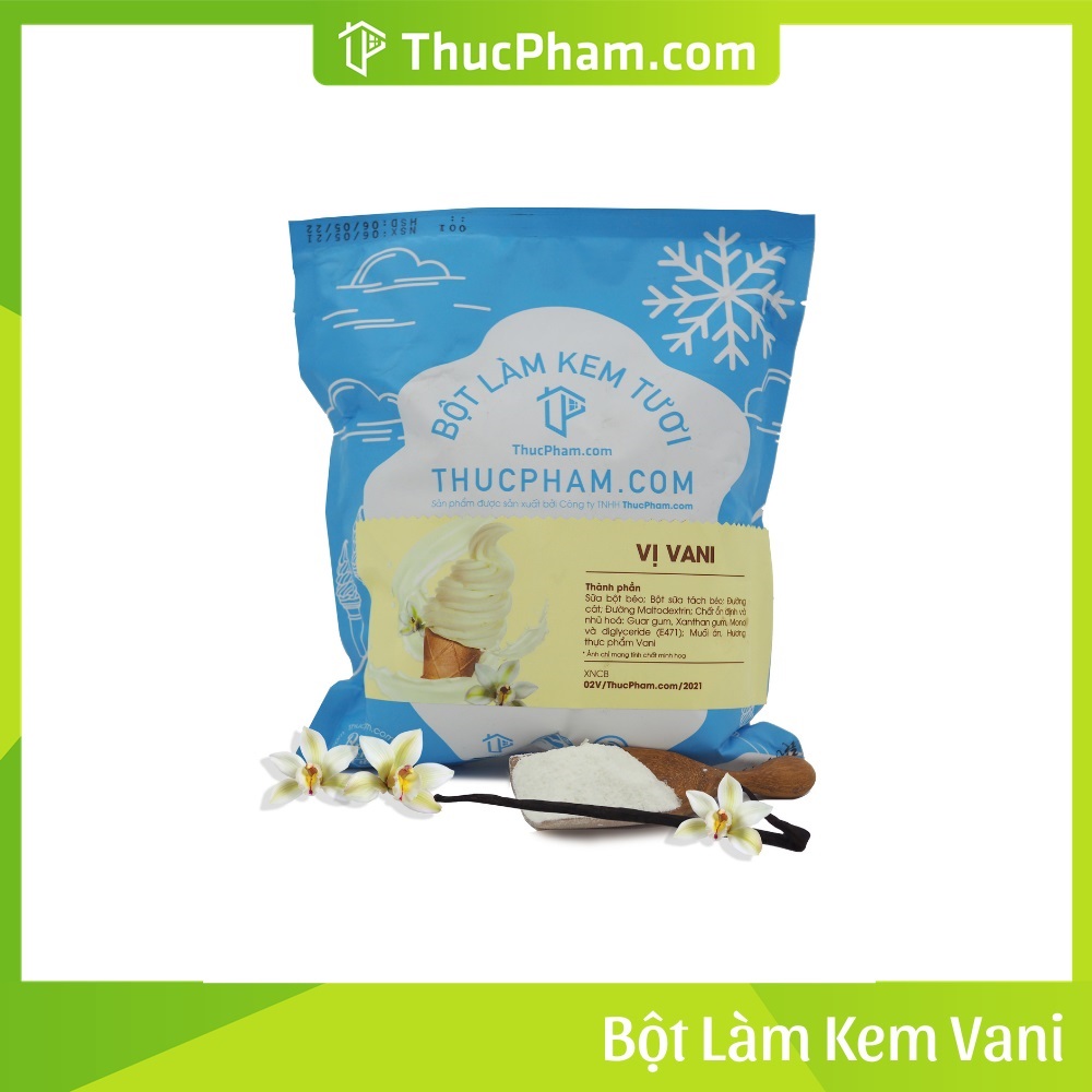 [ĂN BAO GHIỀN❤️] Combo 5 Gói Bột Làm Kem Tươi ThucPham.Com Vị Vani - Túi 1kg - Được Chứng Nhận HTQL An Toàn Thực Phẩm ISO 22000:2018