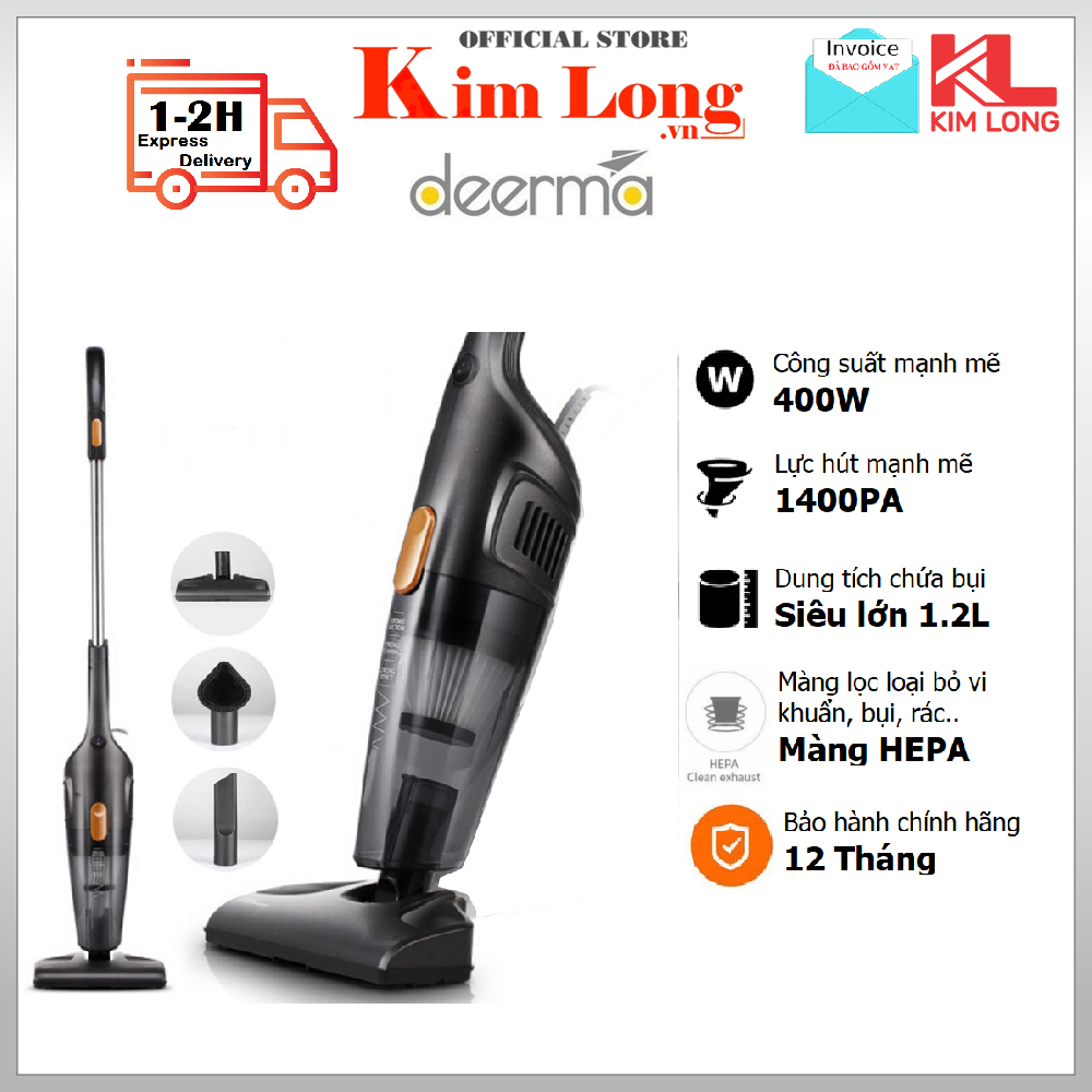 Máy Hút Bụi Cầm Tay Deerma Vacuum Cleaner DX118C (Xanh) / DX115C ( Đen) - Hàng chính hãng