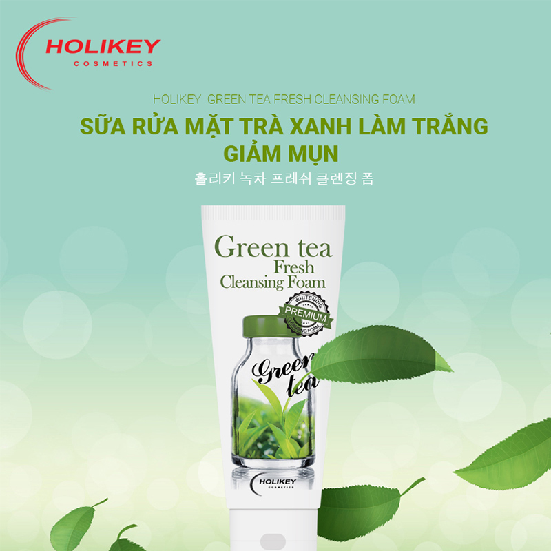 SỮA RỬA MẶT TRÀ XANH LÀM TRẮNG-GIẢM MỤN HOLIKEY GREEN TEA FRESH CLEANSING FOAM