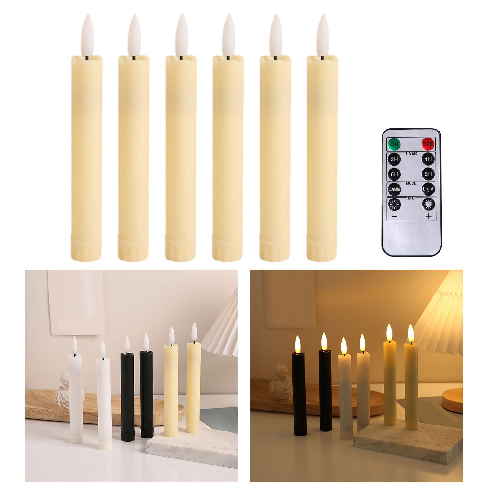 6 Pieces LED Pillar Candles Flameless Taper Candles 3D Wick Window Candles Light Candles with Remote for Wedding Valentine's Day Table Decor