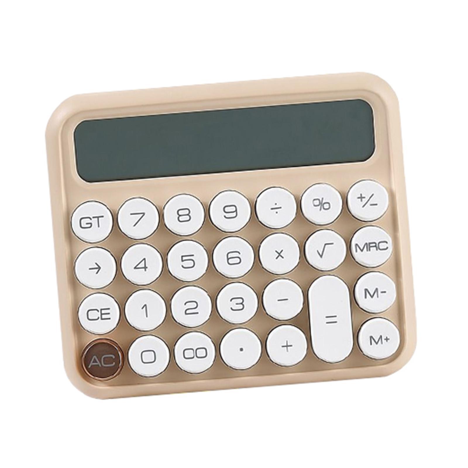 Portable Desktop Calculator Large Display Big Button 12 digits for Home Khaki
