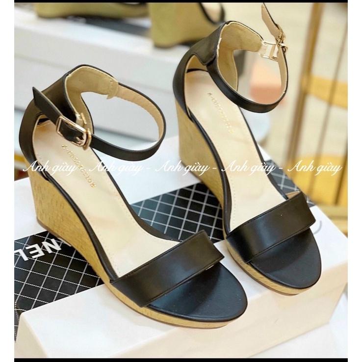 SD24 - Sandal đế xuồng quai ngang da lì bít gót 8p đế giả cói trẻ trung nữ tính hàng VNXK nhẹ êm (ảnh thật, kèm video)