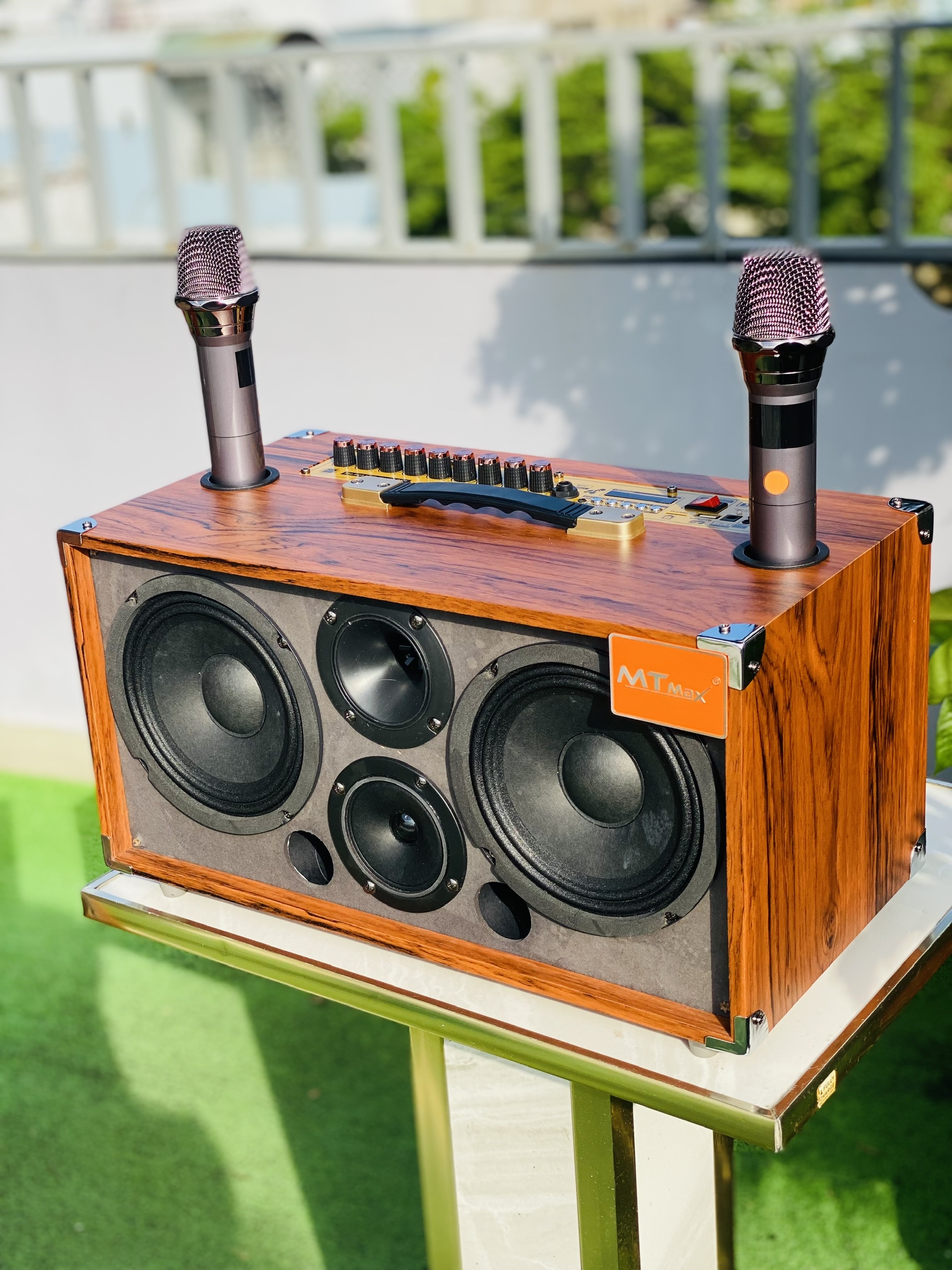 Loa Karaoke Mini MT P266 Bass đôi 17 Công Suất 250w Kết Nối Bluetooth, Hát Cực Hay Kèm 2 Micro Không Dây Hút Tiếng Hát Nhẹ Bảo  Hàng Nhập Khẩu