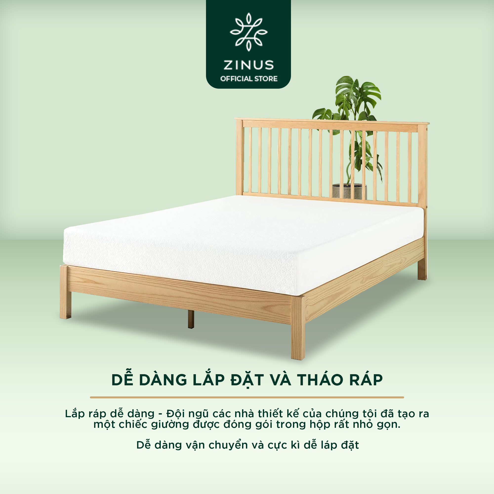 Giường Ngủ Zinus Gỗ Tự Nhiên Cao Cấp Và Sang Trọng Farmhouse Wood Platform Bed