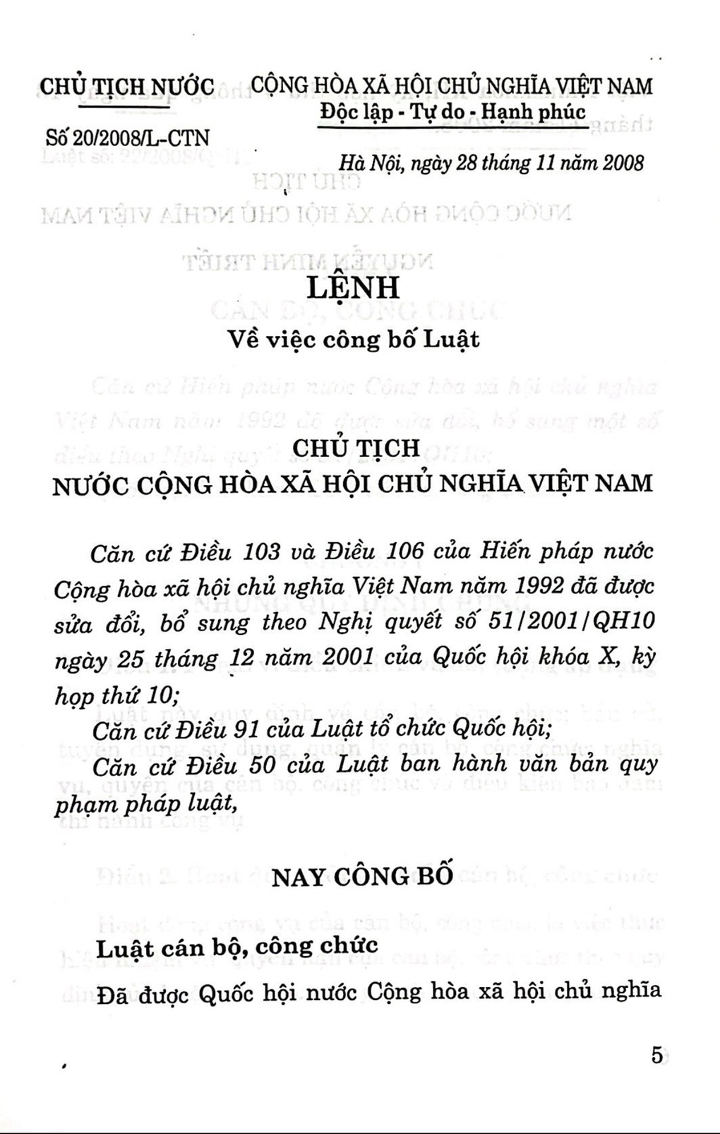 Luật Cán bộ, công chức